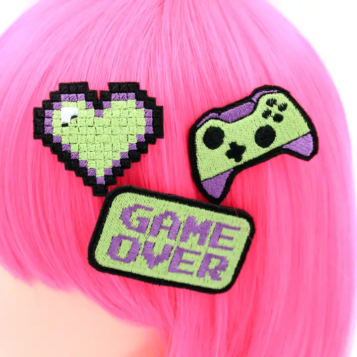 clip - retro - gamer - kawaii - capelli-fermaglio